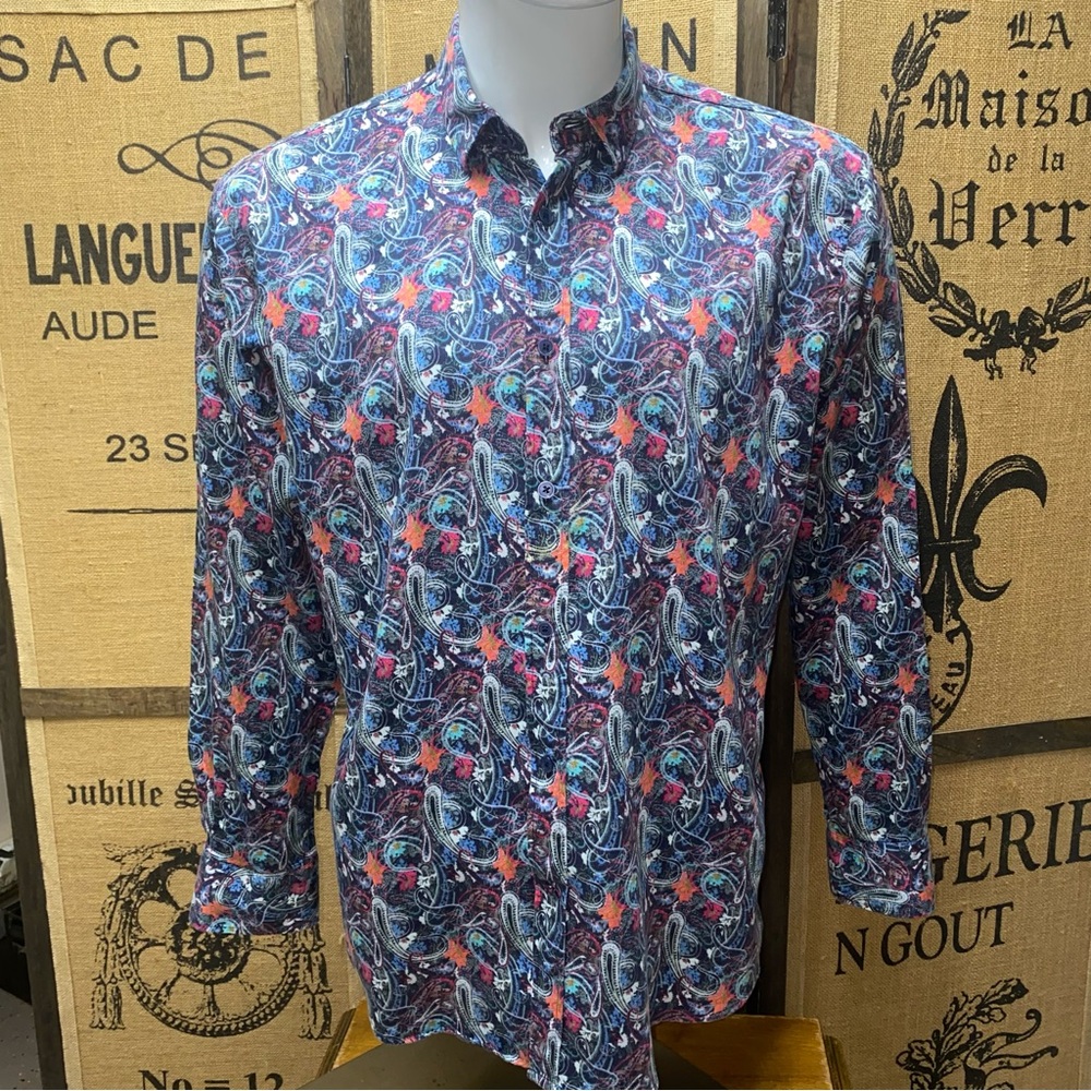 Visconti Paisley Button Down Shirt, L
